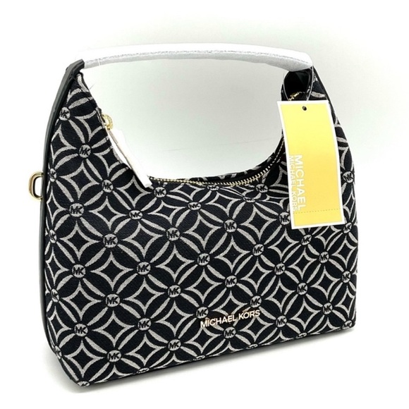 Michael Kors Ember Small Logo Jacquard Messenger Bag Black - Picture 3 of 11